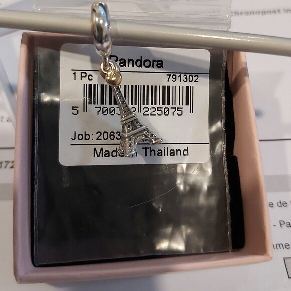 AUTHENTIC PANDORA SS *COUNTRY EDITION* Eiffel tower w/14k heart 791302 - RARE - Picture 1 of 12